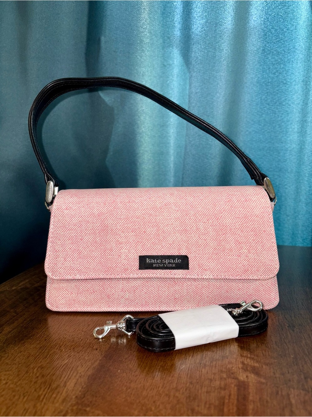 Kate Spade NWOT Vintage Woven Shoulder/Crossbody Bag - Pink & White